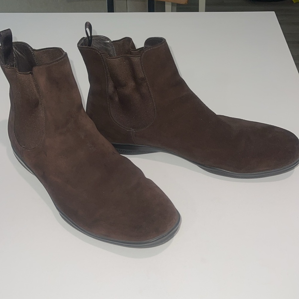 PRADA (EUC) Stylish, Comfy & Classic Men’s Brown Suede Chelsea Boots USA Size 10